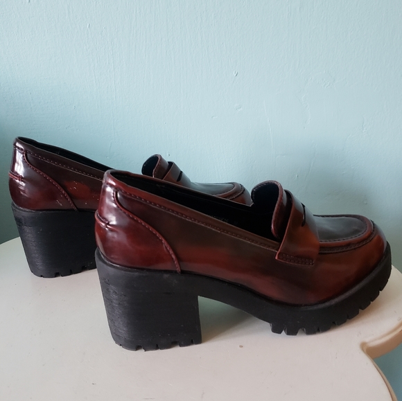 Giorgia & Johns brown chunky platform schoolgirl penny loafers shoes - Picture 10 of 11